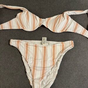 Dippin Daisy’s White and Pink Bikini Set with Adjustable Straps